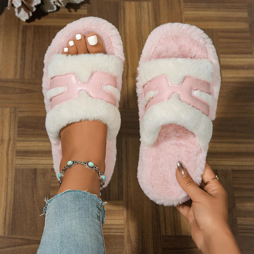 Fashion Women Slippers Autumn Winter New Trendy Furry Slippers Home Comfortable Outdoor Casual Cotton Shoes for Women Slides Women