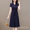 Medium mother dress short-sleeved dress medium old girl summer new waist cover thin temperament foreign skirt