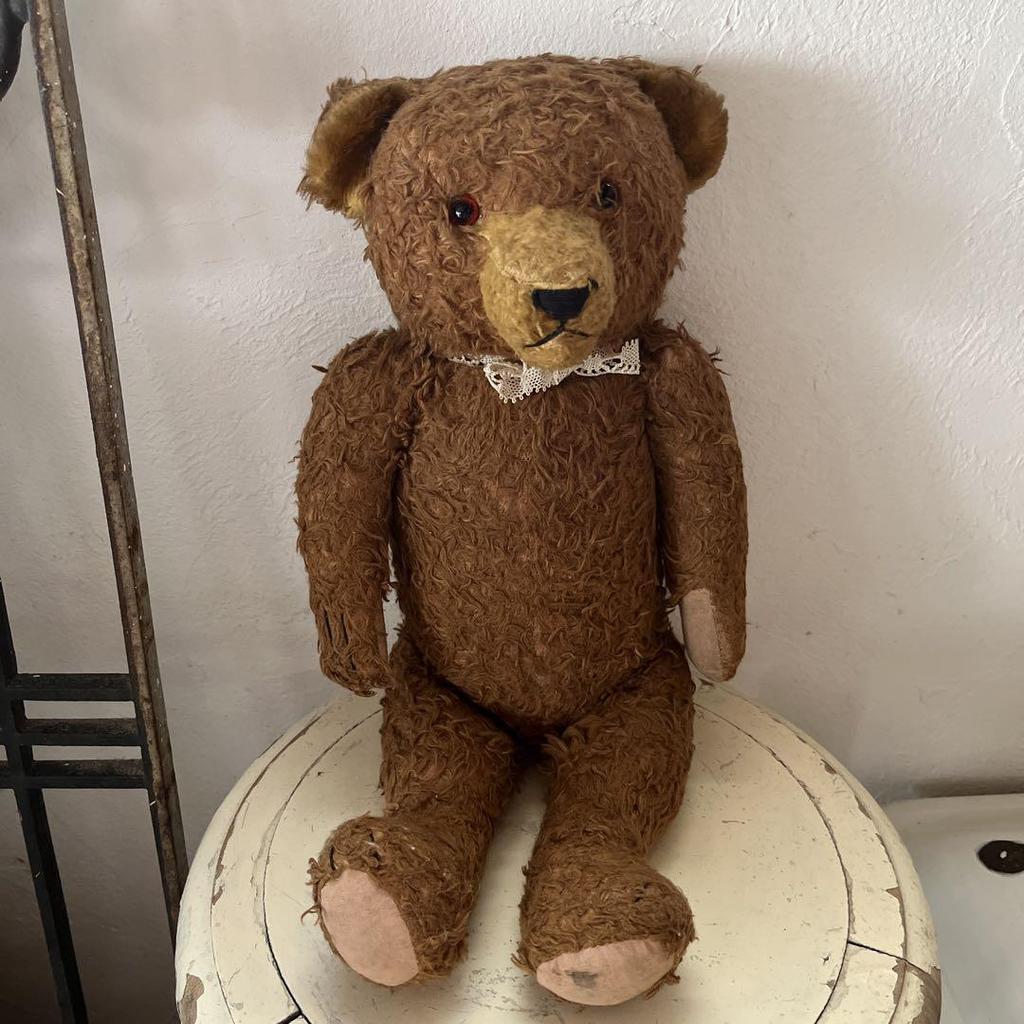 [USED] Antique Dark Brown Teddy Bear, Approximately 41cm, German Vintage