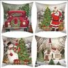 New Christmas Snowman Santa Claus Line Print Pillow Home Sofa Cushion Cover