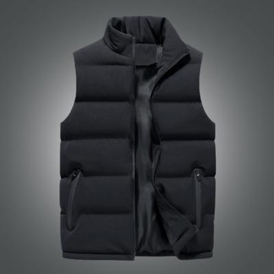Men Vest Coat Stand Collar Sleeveless Zipper Closure Waistcoat with Pockets Design Thickened Solid Color Vest Coat