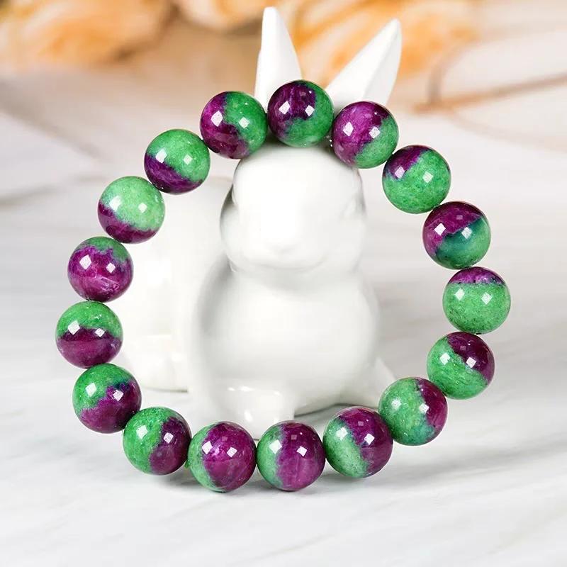 Natural Ruby Round Beads Tungsten Classic Strand Bracelet Jewelry Rare Red Watermelon Ruby Zoisite Unisex Party AAAAAAA
