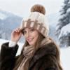 1Pc Plush Hat Winter Ear Protection Cold Protection Single Ball Cycling Color Blocked Polyester Imitation Fox Fur