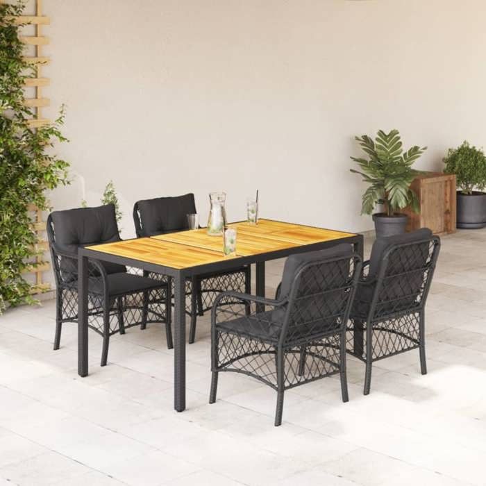 VidaXL Ensemble à Manger de Jardin avec Coussins 5 pcs, Table et Chaises de Patio, Meubles d'Extérieur Terrasse, Moderne, 3212044