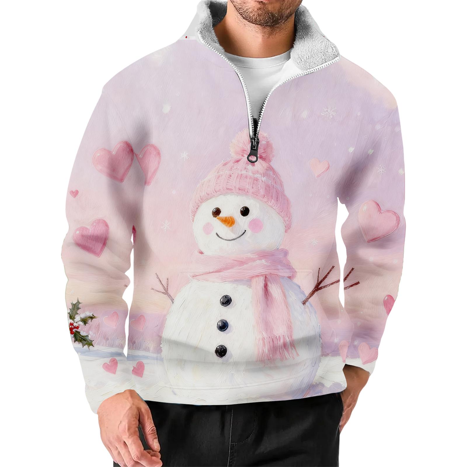 

Мужской рождественский свитшот со стойкой, популярный уличный повседневный топ с воротником XL