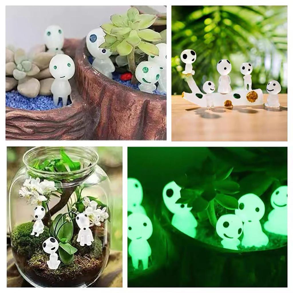 10Pcs Luminous Resin Ghost Figures Miniature Alien Decor for Aquarium DIY Terrarium Halloween Garden Micro Landscape Decorations