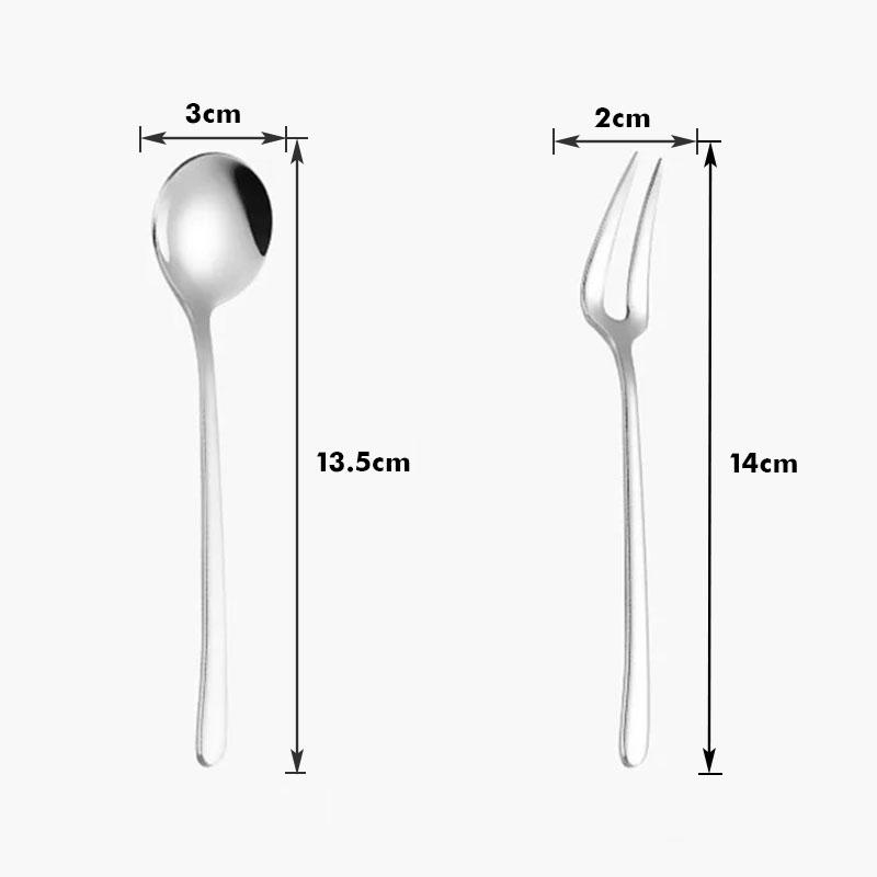 304 Stainless Steel Fruit Fork Coffee Spoon Two Tooth Food Fork Dessert Spoon Tableware