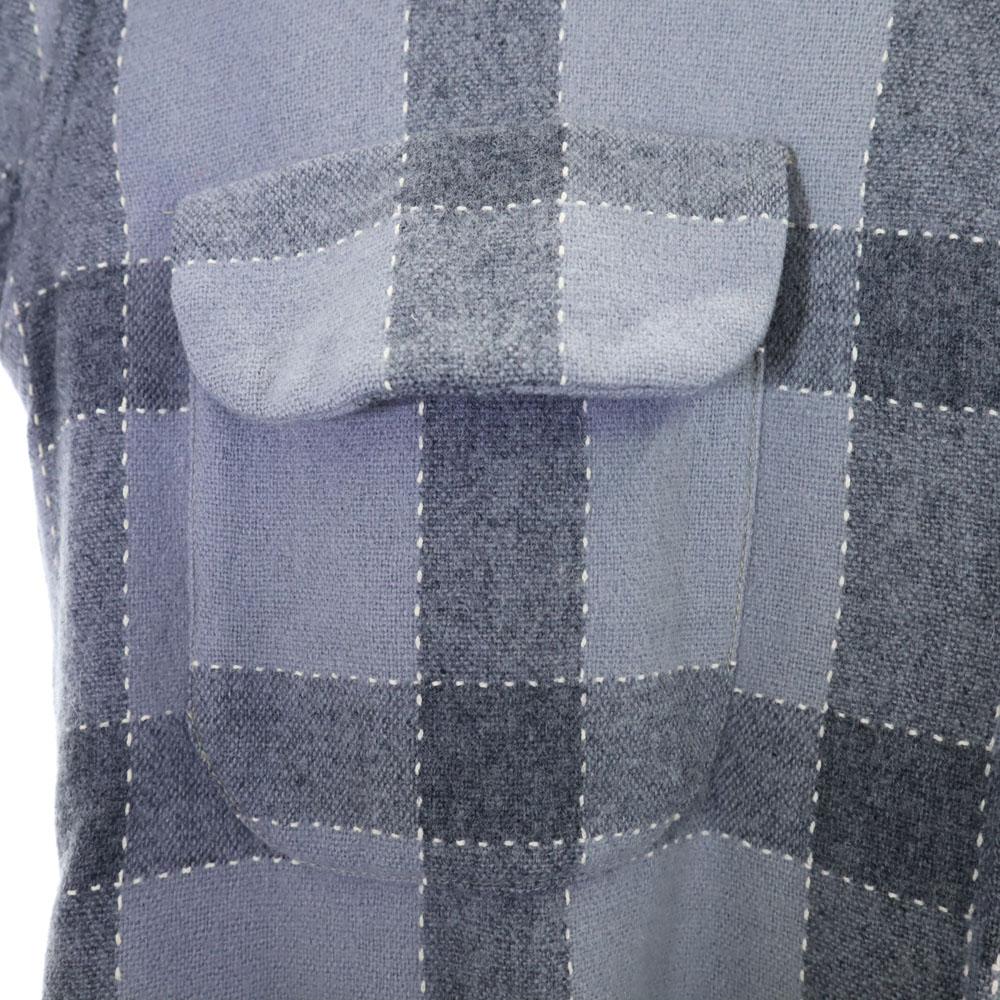 Vintage 50s Open Collar Check Long Sleeve Open Collar Shirt M Gray Men's Used
