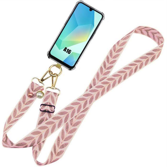 Coque pour Samsung Galaxy A16 5G/4G, Protection avec Cordon Rose - BOOLING