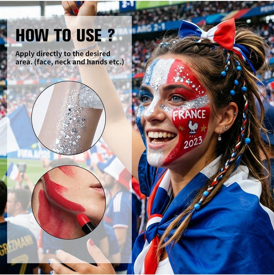 Face Paint Stick and Glitter Stick Set for Body and Hair Suitable for Parties Festivals and Stage Makeup Applications