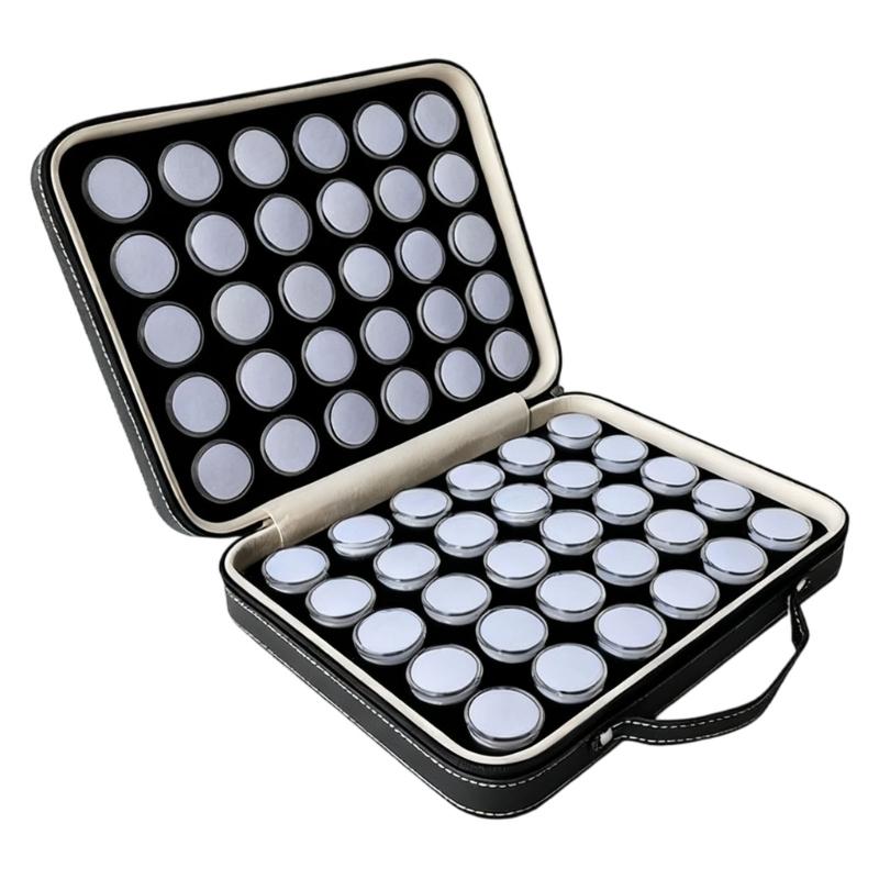 

Portable Acrylic Jewelry Display Case with Handle Leather Storageing Box for Necklaces Earrings Storage and Travel