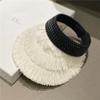 Beach Straw Woven Sunshade Hat Rhinestone Embroidered Sun Hat Fashionable Leisure Vacation Foldable Women's Empty Top Hat