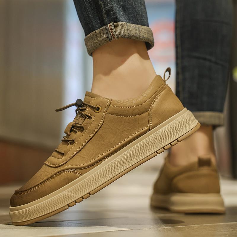 Fashion Genuine Leather Men's Board Shoes Trendy Minimalist Design Style Youth Fashion Party Outdoor Leisure Walking Office Shoes