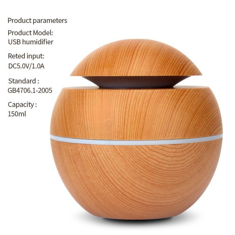 Domácí čistička vzduchu do ložnice s houbovou hlavou, USB stolní nebulizér, dřevěná textura, personalizovaný aromaterapeutický přístroj, zvlhčovač vzduchu