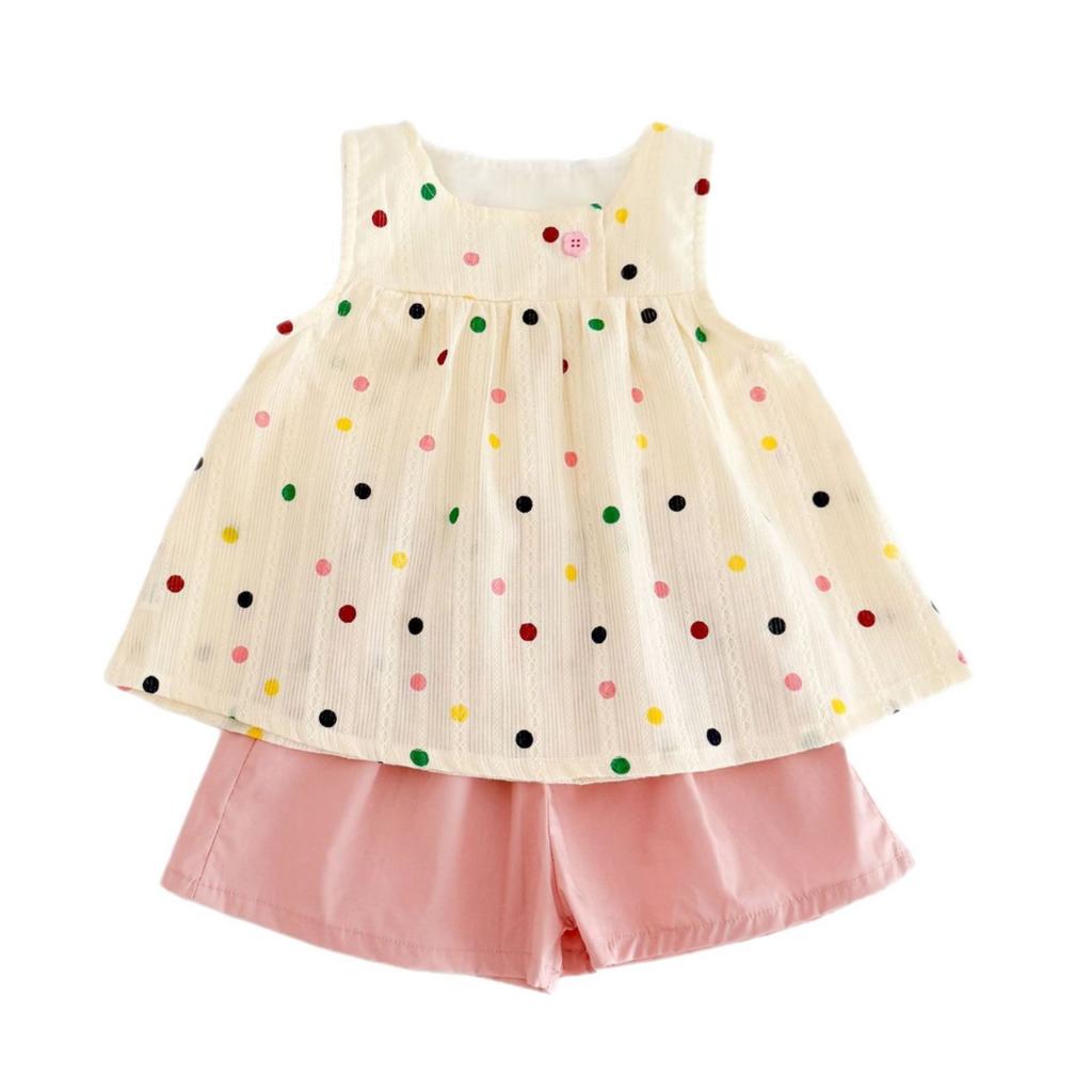 Girls Summer Thin Vest And Shorts Set Baby Toddler Fashionable Two Piece Outfit Trendy Sleeveless Top With Short Pants