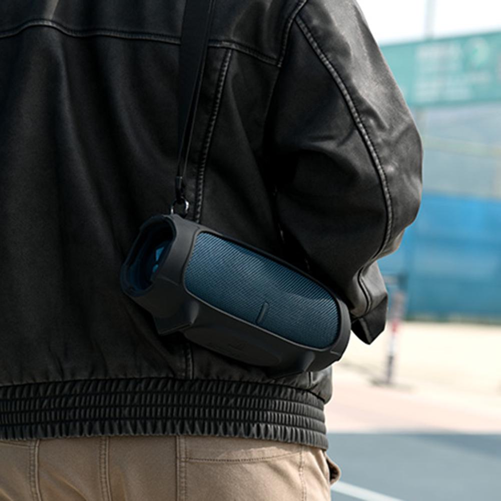 Premium Silicone Cover Case with Strap for JBL Charge 5 Speaker Offers Anti-Fall Protection and Portability