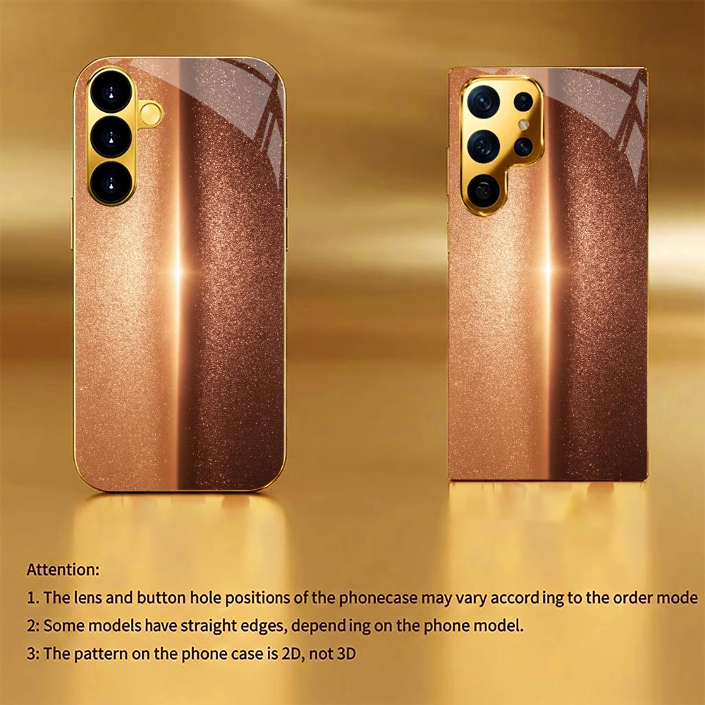 Gloss Gold Bumper Rose Gold phone case glass s25 ultra case s26 ultra case for Samsung Galaxy S26 S25 S24 S23 S22 FE Ultra Plus