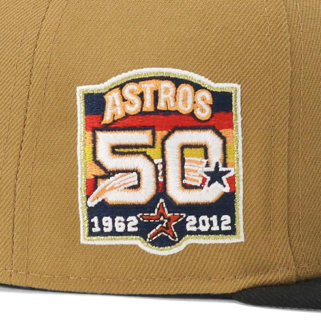 New Era 59FIFTY Cap MLB Houston HOU Side Under ONSPOTZ and Side Flat Summer Sun UV Protection (70823794, NER35C7990) Astros, Wheat/Black/Beige, Patch,