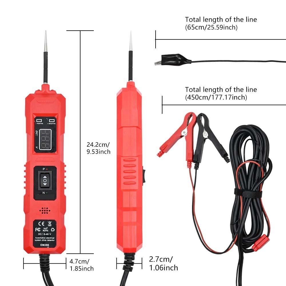 Automotive Circuit Tester - 6-48V Digital Power Probe - Electrical System Device
