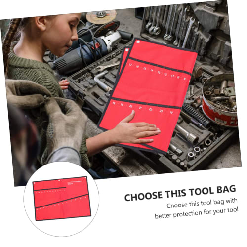 LIFKOME Repair Tool Storage Bundle Bag, Canvas Spanner Holder, Wrench Organizer Pouch, Oxford Cloth