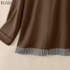 ZANZEA Women Hoodies Casual Long Sleeve Stripe Patchwork Hooded Sweatshirts