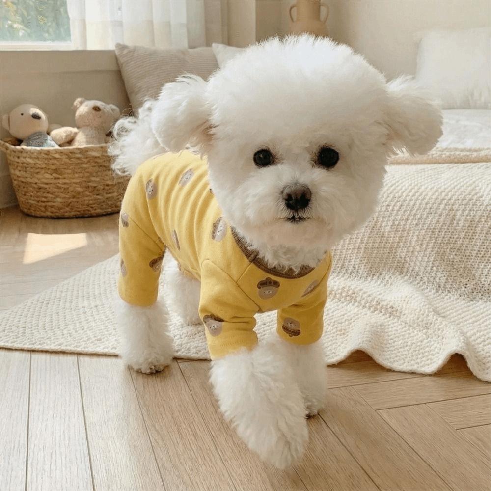 Cartoon Printed Four-Legged Dog Pajamas Belly-Hugging Dog Home Clothing Pet Casual Wear  Home Wear