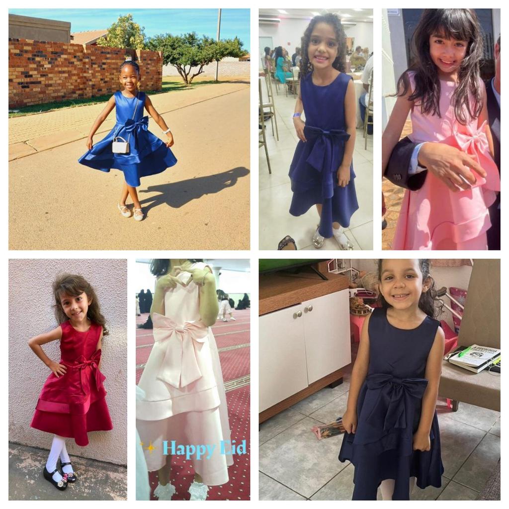 Červené dívčí princeznovské představení šaty střední délky