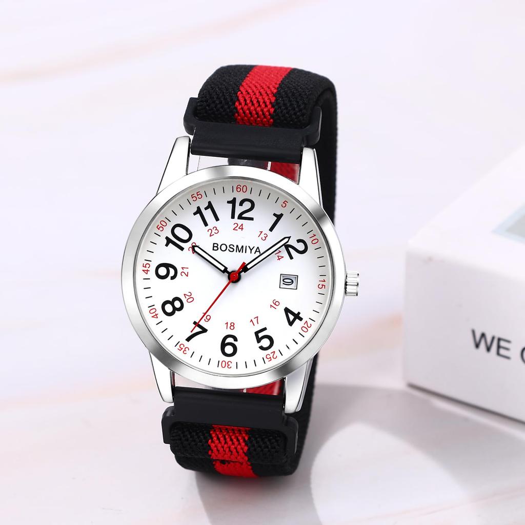 Quartz Watch with Braided Analog Date Calendar Large Colorful Popular Perfect for Christmas Men's Band, Waterproof Display, Display, Display, Dial,