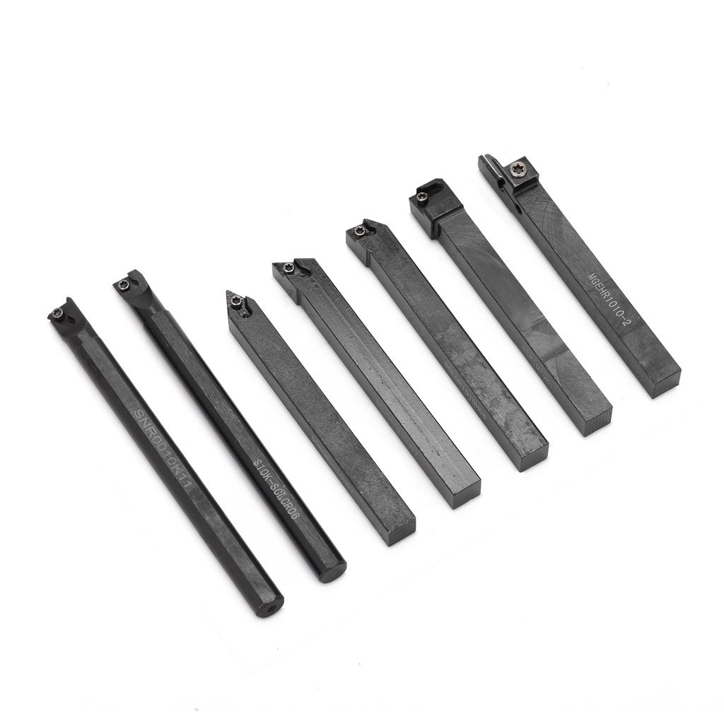 7pcs 10mm Shank Lathe Turning Tool Holder Boring Bar with Carbide Inserts