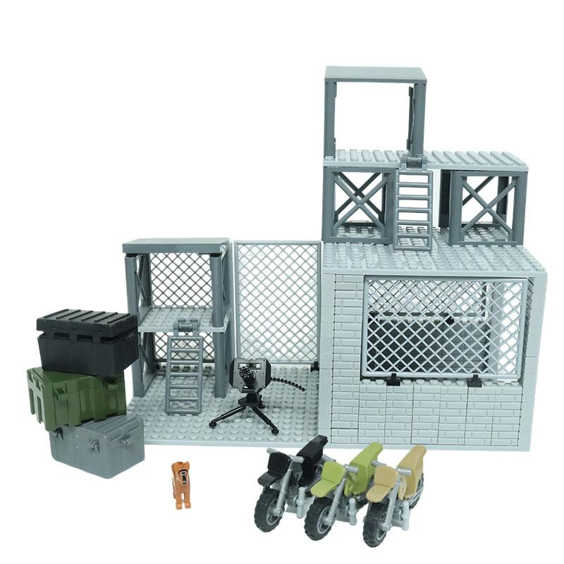 WK2 Militärbasis Moc Sentinel Turm Wachturm Gefängniskäfig Gebäude Modell Militärspielzeug Waffen Baustein DIY Junge Kind Geschenk