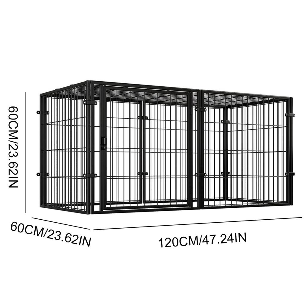 48 Inch Puppy Playpen Heavy Duty Metal Wire Dog Cage Kennel Stackable FoldableEVA Floor Protector Anti-Escape for Small Pet Rabb