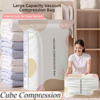 Cube Compression No-Pump Vacuum Bags Press&Seal Storage Compression Bag  Home Organization