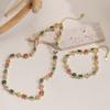 HECHENG Color Geometric Shape Splicing Bracelet Necklace Simple Retro with Adjustable Chain Exquisite Zircon 1 Pc