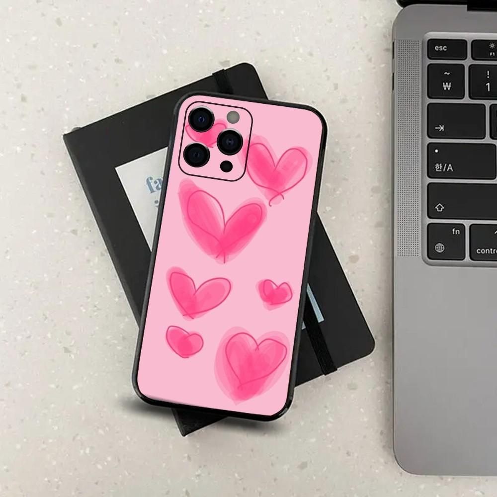 Cute Love pink Phone Case For Apple iPhone 15,14,13,12,11,Pro,X,XS,Max,XR,Plus,Mini Soft Black Cover