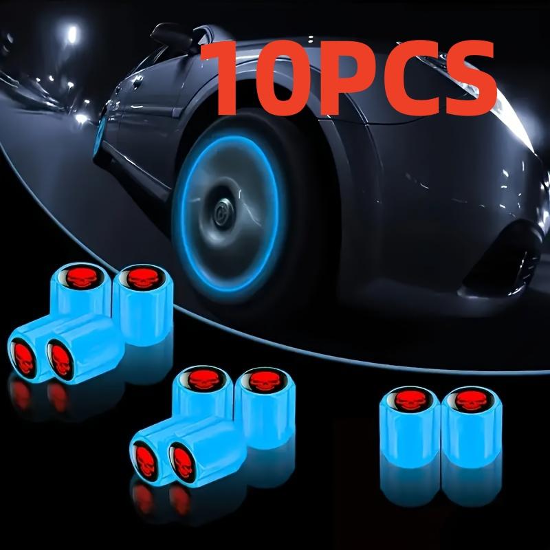 

10/30 Pack Red Skull-Shaped Glow-In-The-Dark Valve Caps for Car Tires, Motorcycle, Electric Vehicle, Bicycle, Self-Luminous Valve Core Integrated