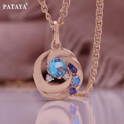 Rose Gold Color Tiling Mixed Color Artificial Zirconia Geometric Pendant And 50cm Necklace