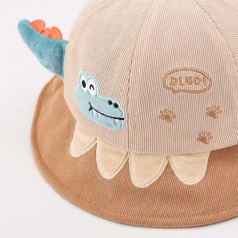 Autumn Embroidered Baby Fisherman Hat - Versatile Sun Protection & Warmth