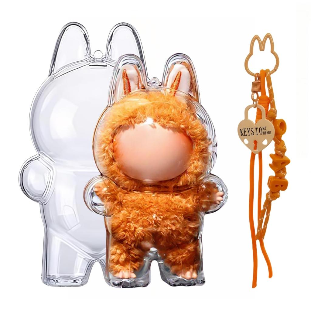 Available in various colors. Compatible with LABUBU (standing pose). Clear cover, dirt-resistant, dust-proof, and perfect for walks. Transparent case