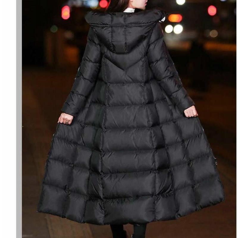 Women Long Puffer Coat Jacket Hooded Padded Quilted Parka Outerwear Winter Warmer