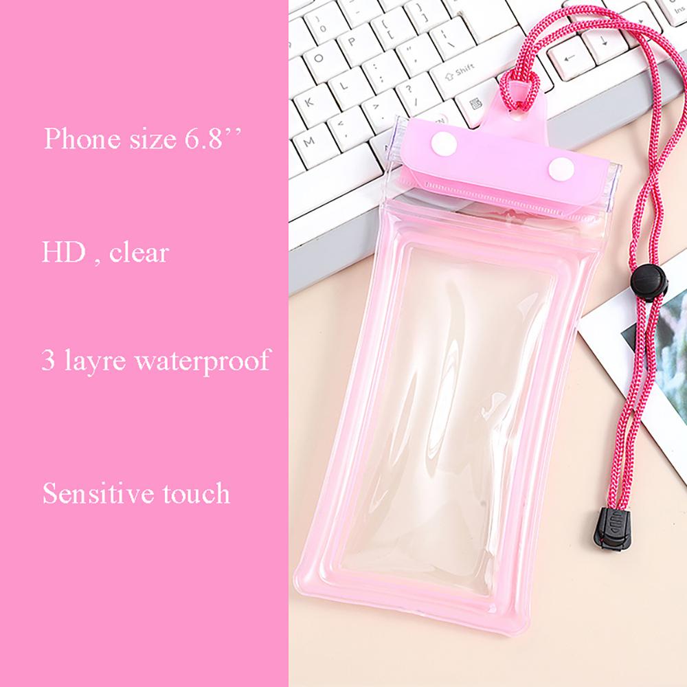 

Waterproof Phone Case Pouch Swimming Floating Bag Cover For iPhone 13 14 15 16 Pro Samsung S23 S25 Xiaomi Huawei Below 6.8 рожевий