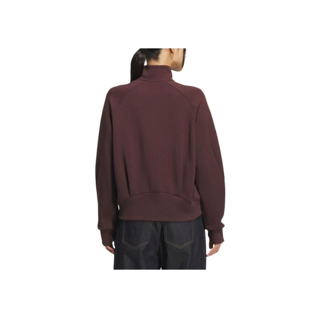 Adidas Womens Loose Jacket Comfortable Stand Collar Long Sleeve Women Jacket Deep-Red KF2543