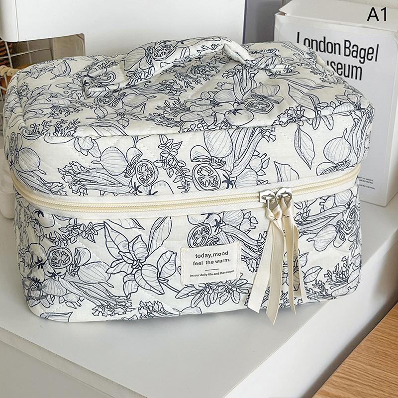 

Винтажная женская косметичка из хлопка, переносная женская косметичка, дорожная сумка-органайзер на молнии, стеганая сумка