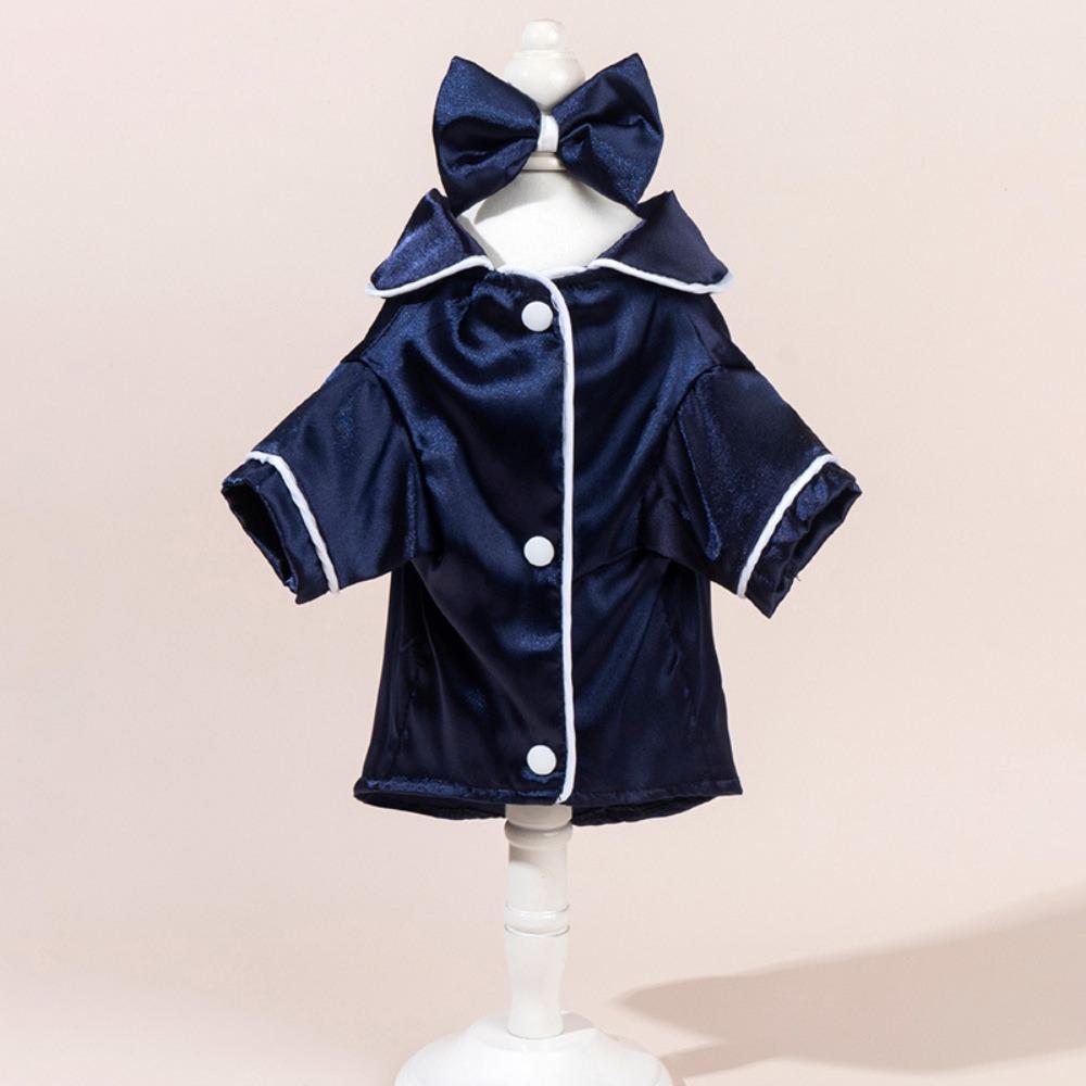 

Тонкая Тканевая Собачья Рубашка Мягкая Кошачья Одежда Стильная Домашняя Шелковая Пижама для Питомца XS темно-синий