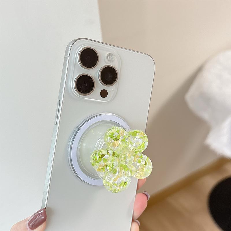 Color Sequins, Three-Dimensional Flowers, Mobile Phone Airbag Holder, Magnetic Telescopic Ring, Suitable For Magsafe Desktop Watching Dramas