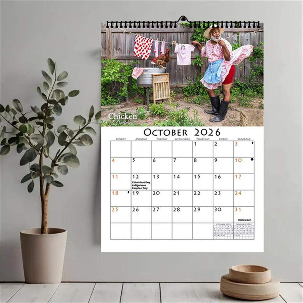 2026 Funny Chicken Daddy Wall Calendar A4 Size Creative Humor Design For Home Office Decor Gift White Card Paper OPP Packaging