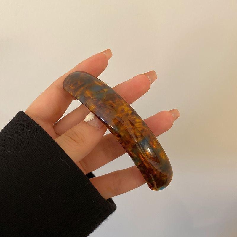Korean Spring Summer Chic Hair Clip Spring Clip for Girl French Style Glossy Elliptical Arc Retro Trendy Large Hairpin Headwear
