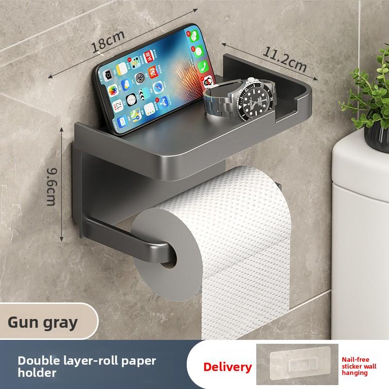 ABS Toilet Paper Holder No Drill Kitchen Storage Bathroom Accessories Self-Adhesive Wall Mounted Tissue Rack Paper Dispenser