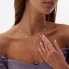 Boho Fashion Jewelry Women Dainty 14 K Gold Necklaces White Gold Plated CZ Lariat Necklace for Women Christmas Gift Fine Jewelry