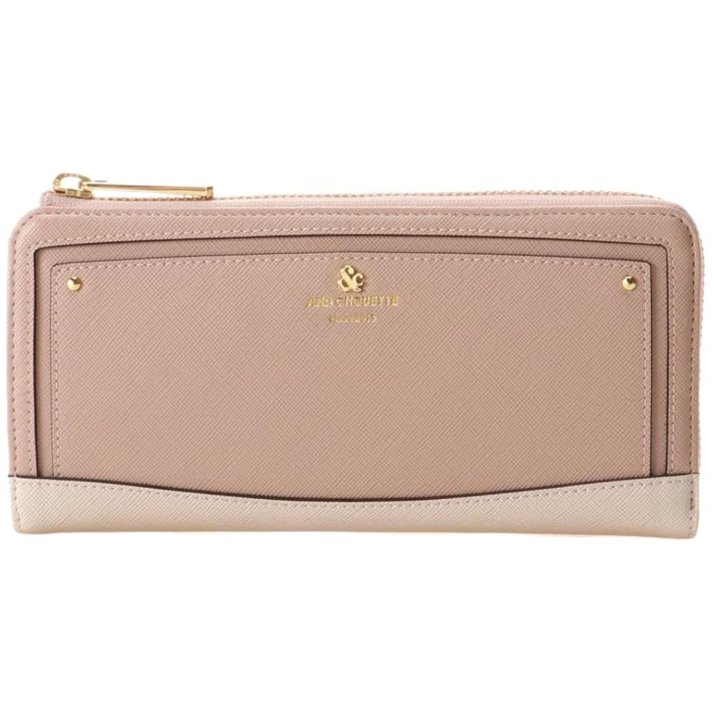 GrandslamEX Samantha and chouette Icon Large Zipper Long Wallet with Simple Cute and Stylish Faux Leather Logo, Women's, Gift, (Pink)