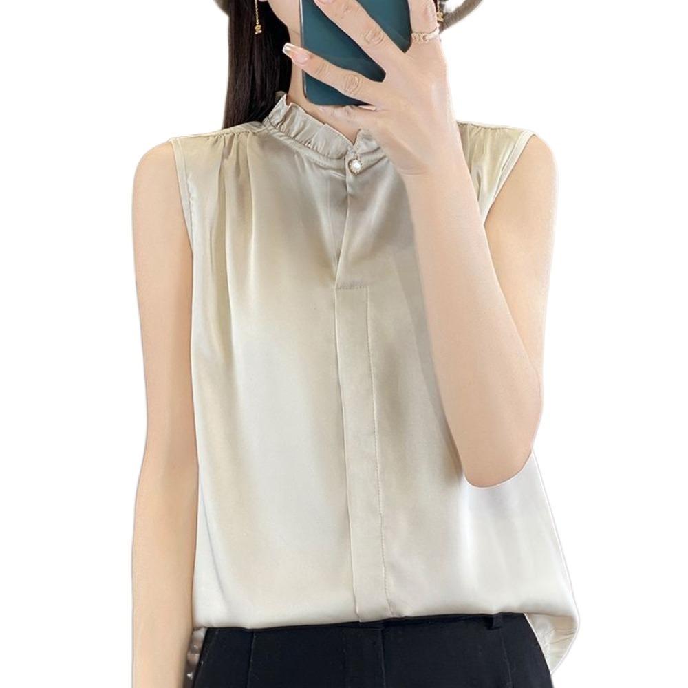 Ruffles Sleeveless Blouse Thin T Shirt Women Sweet Shirts Crop Tops  Summer